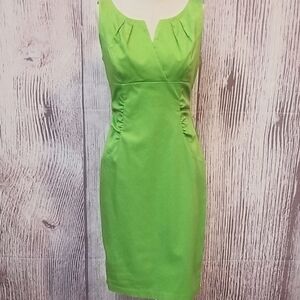 London Times Vibrant Green Midi Dress Size 4
